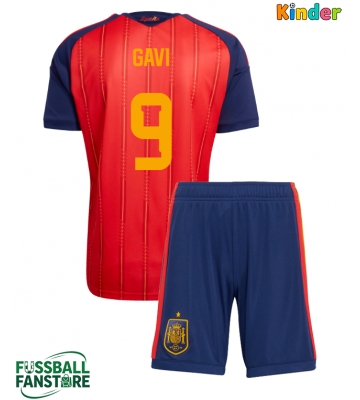 Spanien Paez Gavi #9 Replik Heimtrikot Kinder WM 2026 Kurzarm (+ Kurze Hosen)